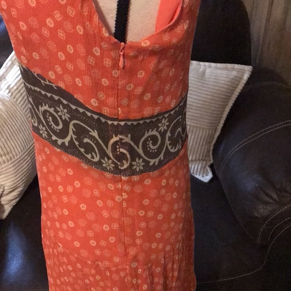 Charter Club Elegant Orange Patterned Sleeveless Silk Dress Size 12P - Picture 6 of 9
